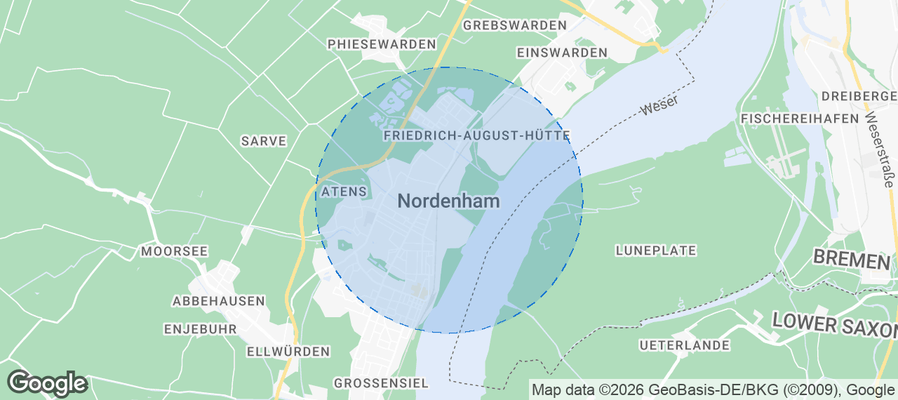 Map of Airbnb listings in Nordenham