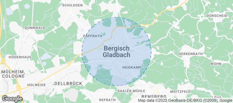 Map of Airbnb listings in Bergisch Gladbach