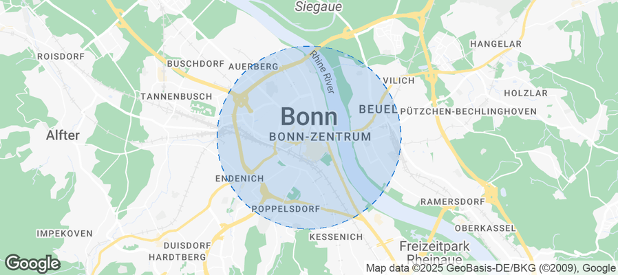 Map of Airbnb listings in Bonn