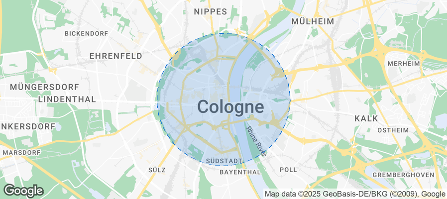 Map of Airbnb listings in Cologne