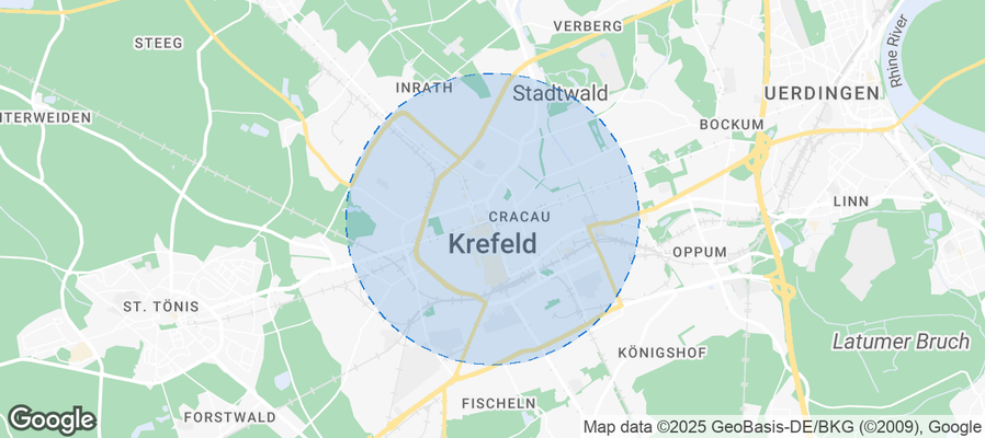 Map of Airbnb listings in Krefeld