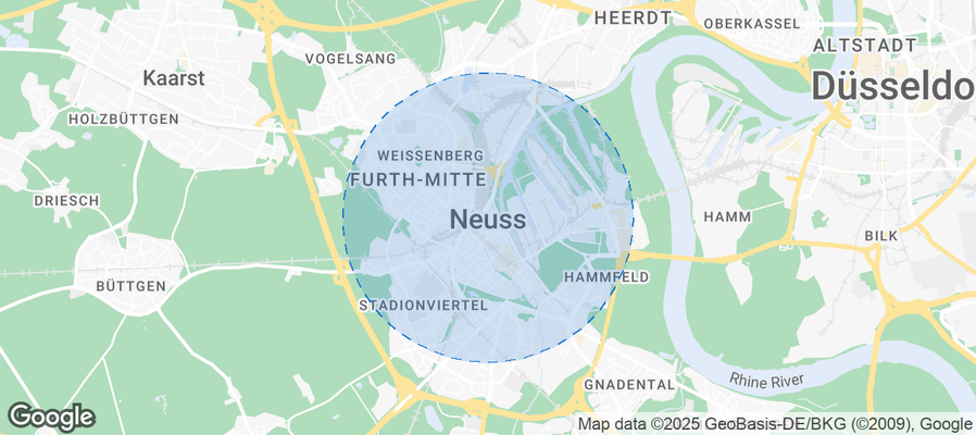Map of Airbnb listings in Neuss