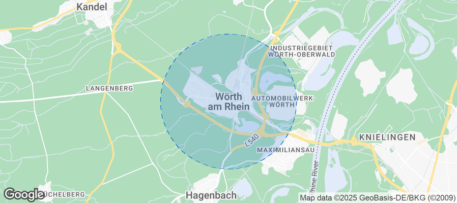 Map of Airbnb listings in Wörth am Rhein
