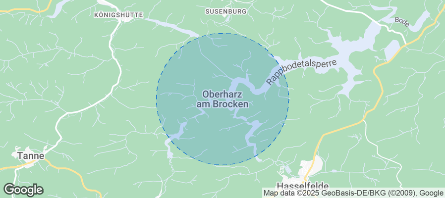 Map of Airbnb listings in Oberharz am Brocken