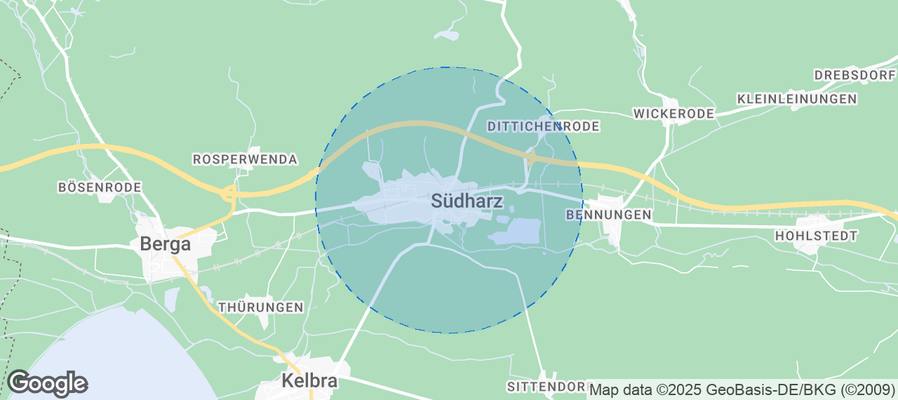 Map of Airbnb listings in Südharz