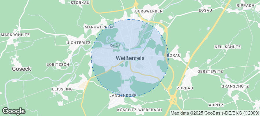 Map of Airbnb listings in Weißenfels