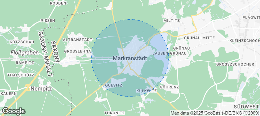 Map of Airbnb listings in Markranstädt