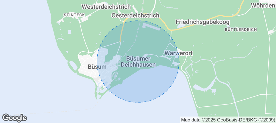 Map of Airbnb listings in Büsumer Deichhausen