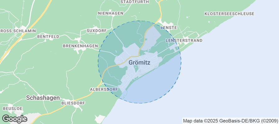 Map of Airbnb listings in Grömitz