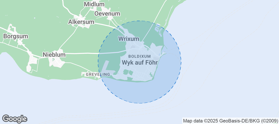 Map of Airbnb listings in Wyk auf Föhr