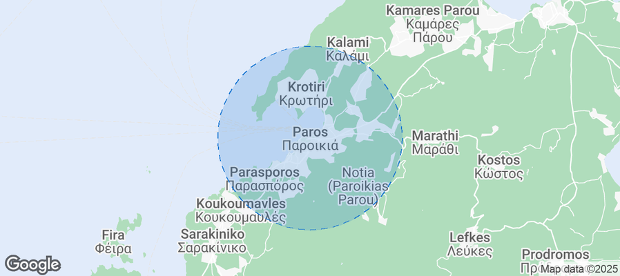 Map of Airbnb listings in Paros Municipality
