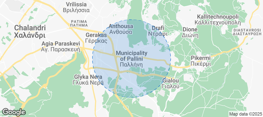 Map of Airbnb listings in Pallini
