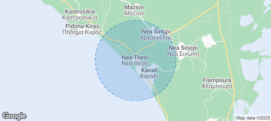 Map of Airbnb listings in Νέα Θέση
