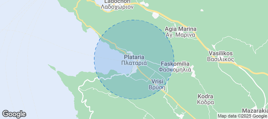 Map of Airbnb listings in Πλαταριά