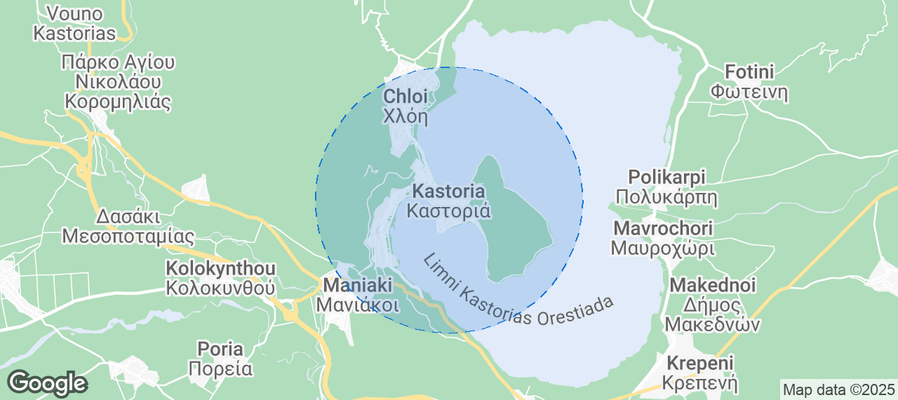 Map of Airbnb listings in Kastoria
