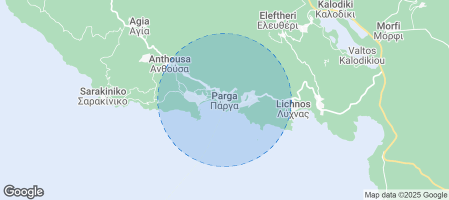 Map of Airbnb listings in Parga