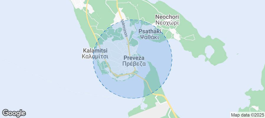 Map of Airbnb listings in Preveza