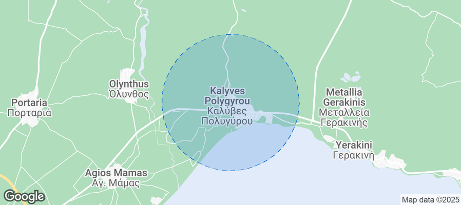 Map of Airbnb listings in Kalyves Polygyrou