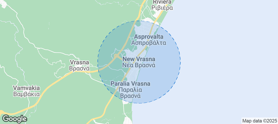 Map of Airbnb listings in Nea Vrasna