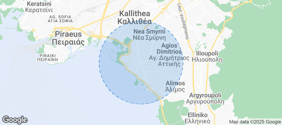Map of Airbnb listings in Palaio Faliro