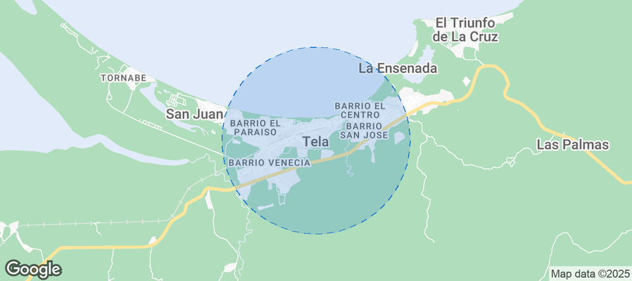 Map of Airbnb listings in Tela