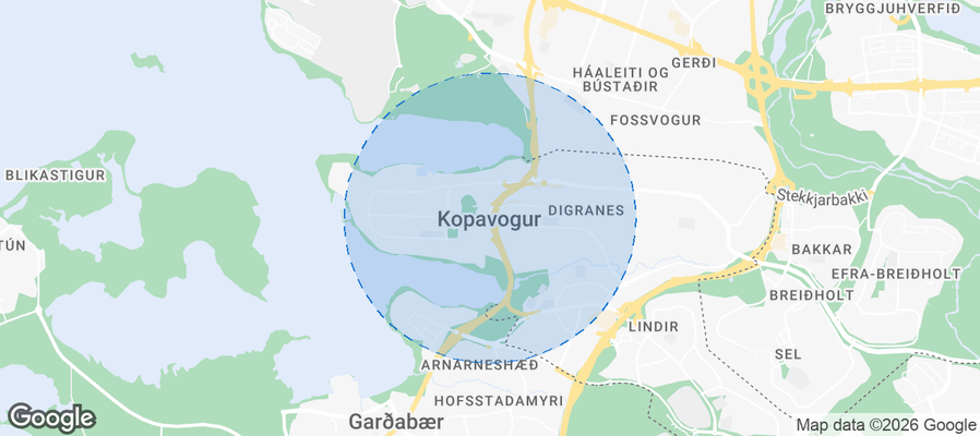 Kópavogur Airbnb map