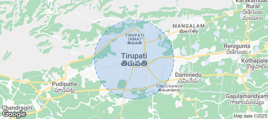 Map of Airbnb listings in Tirupati