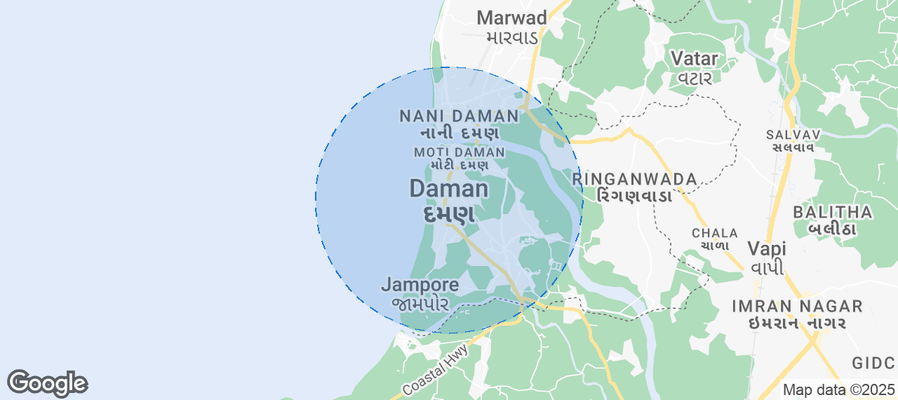 Map of Airbnb listings in Daman