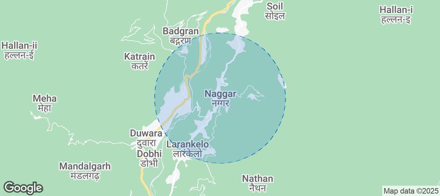 Map of Airbnb listings in Naggar