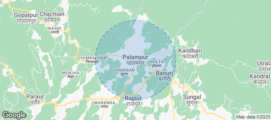 Map of Airbnb listings in Palampur