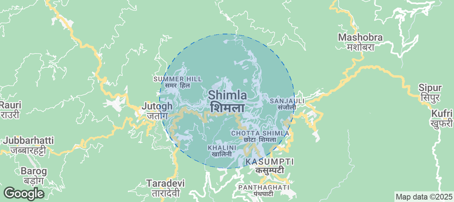 Map of Airbnb listings in Shimla
