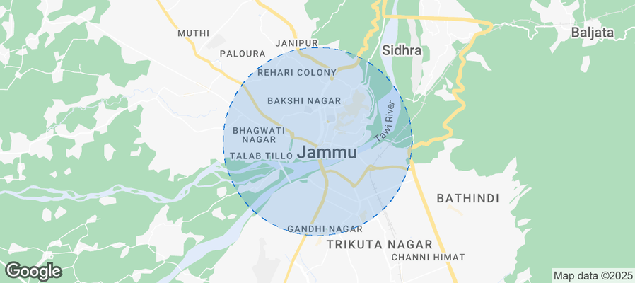 Map of Airbnb listings in Jammu