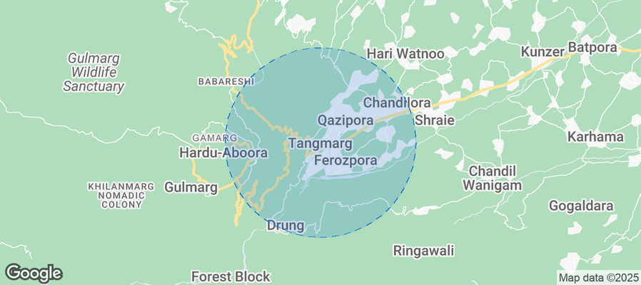 Map of Airbnb listings in Tangmarg