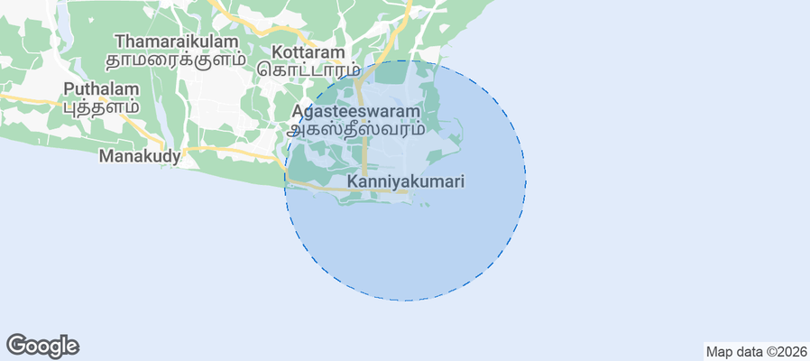 Map of Airbnb listings in Kanniyākumāri
