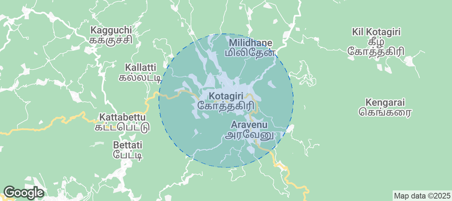 Map of Airbnb listings in Kotagiri