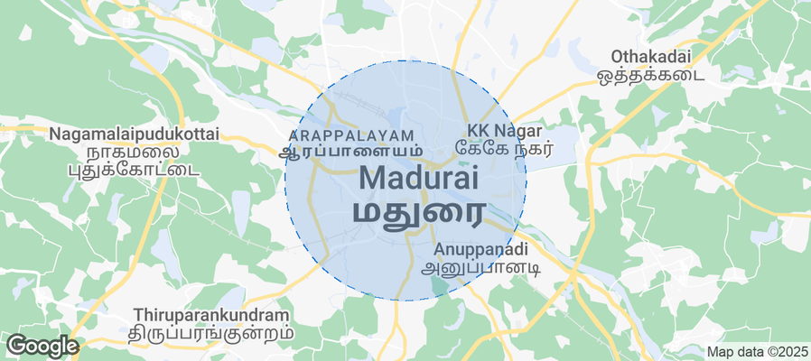 Map of Airbnb listings in Madurai