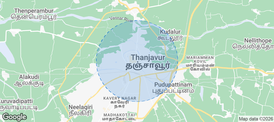 Map of Airbnb listings in Thanjavur