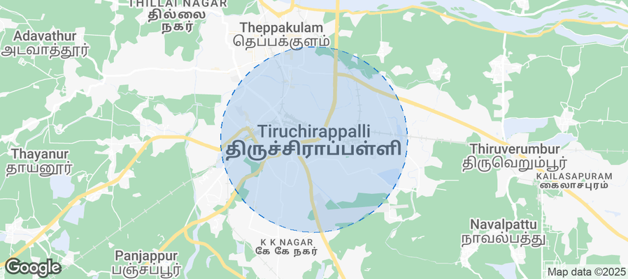 Map of Airbnb listings in Tiruchirappalli