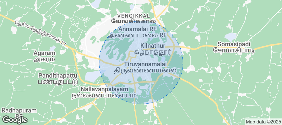 Map of Airbnb listings in Tiruvannamalai
