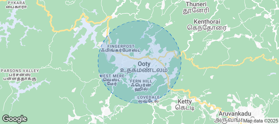 Map of Airbnb listings in Udhagamandalam
