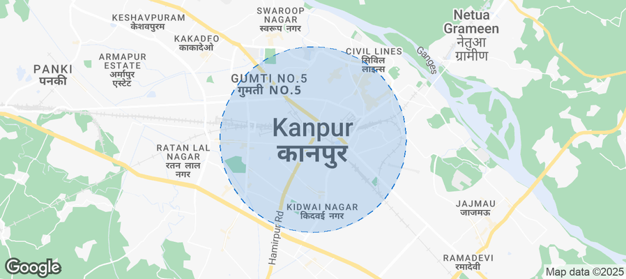 Map of Airbnb listings in Kanpur