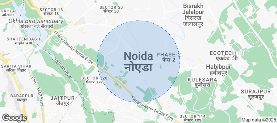 Map of Airbnb listings in Noida