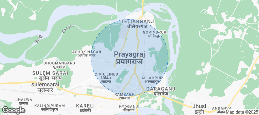 Map of Airbnb listings in Prayagraj