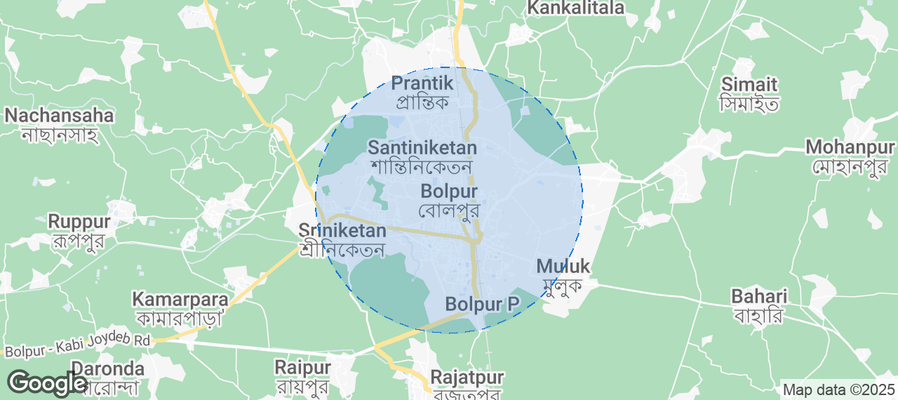 Map of Airbnb listings in Bolpur