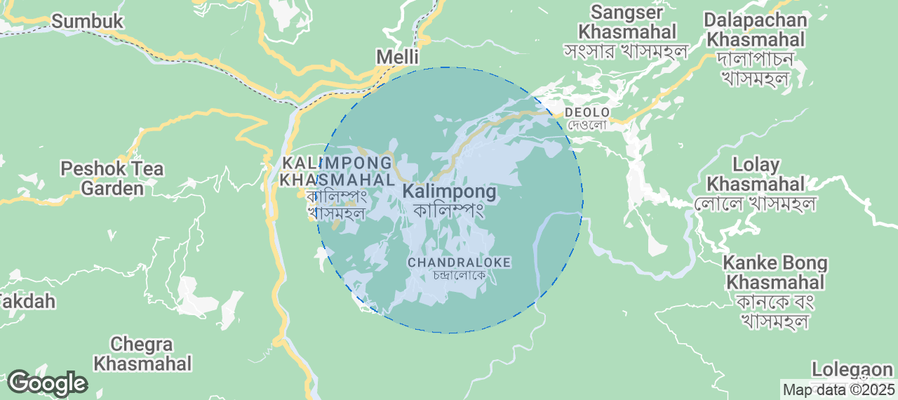 Map of Airbnb listings in Kalimpong