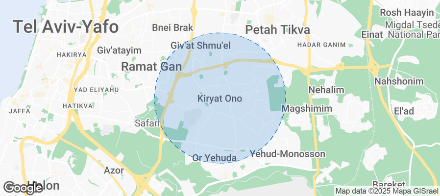 Map of Airbnb listings in Kiryat Ono