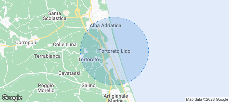 Map of Airbnb listings in Tortoreto Lido
