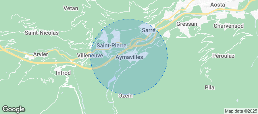 Map of Airbnb listings in Aymavilles