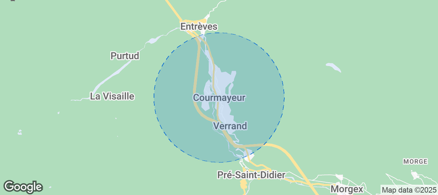 Map of Airbnb listings in Courmayeur