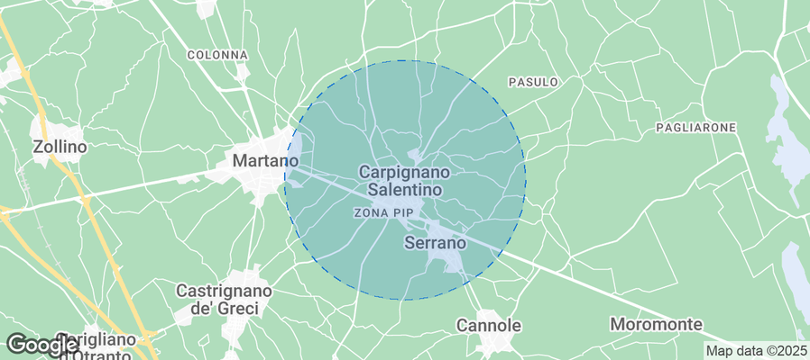 Map of Airbnb listings in Carpignano Salentino